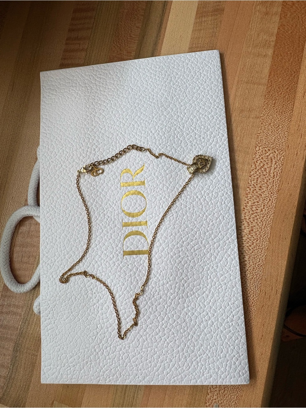 Vintage Dior Rhinestone Heart Necklace + Dior Paper Shopping Bag - Picture 7 of 9